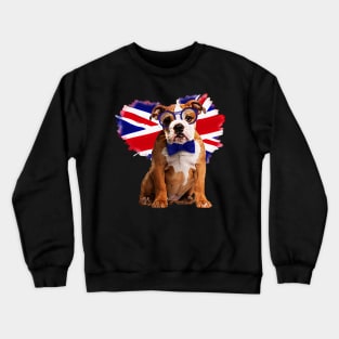 English Bulldog Puppy in Glasses Crewneck Sweatshirt